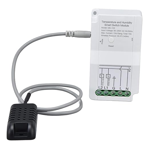 Qiilu Smart Temperature Humidity Switch Module Timing App Remote Control with Probe for Greenhouse for - Humidity Temperature Sensor with App Notification Alert