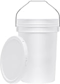 6.5-Gallon White Bucket Pail Container with Lid | Food Grade | Heavy-Duty 90MIL Extra Durable | Metal Handles with Plastic Grip for Easy Carrying | Multi-Use | Easy Stack and Store | BPA Free - 1 Pack