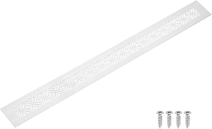 uxcell Aluminum Alloy Air Vents, 500 x 50mm / 19.7 x 2" Rectangle Louvered Ventilation Grille Cover with Mounting Screws for Door Cabinet Wardrobe, Silver