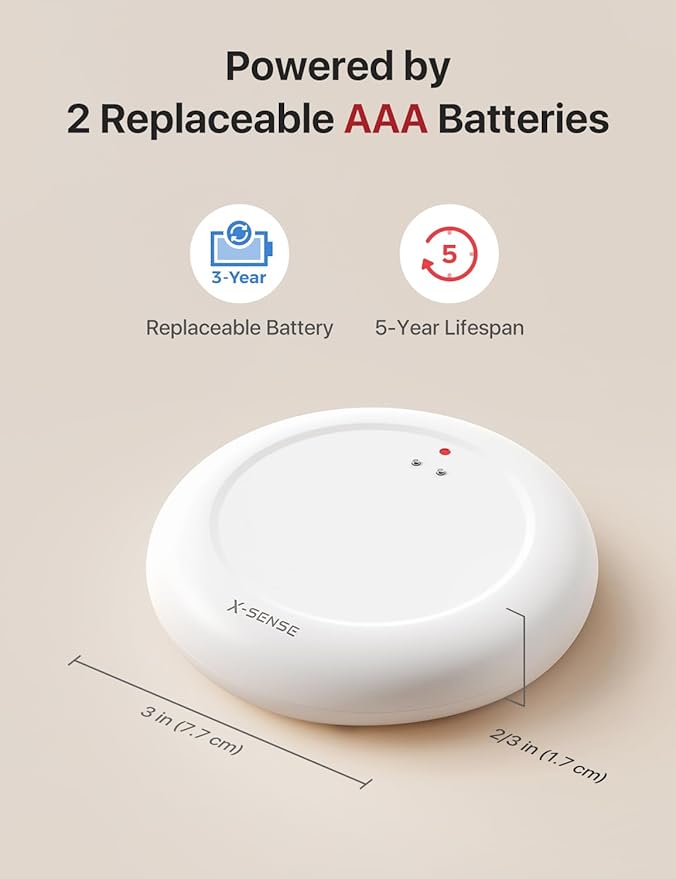 X-Sense Wi-Fi Water Leak Detector Kit, Smart Water Sensor Alarm with App Alerts and Ultra-Slim Design, Water Alarm Leak Detector for Basements, 4 Water Sensors and 1 Base Station, Model SWS0A41