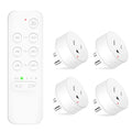 NineLeaf Remote Timer Outlet, Wireless Remote Control Plug Programmable, 500FT Long Range, 15A/1500W Plug in Light Switch, No Wiring Needed for Lamps, Fans, Christmas Lights,1Remote 4Outlets