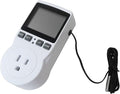 New Digital Plug-in Thermostat Outlet with External Temperature Probe - Energy Saving Controller for Infrared Heaters, for Greenhouse, for Incubator (Timer, Heating/Cooling Mode, 1800W Max)