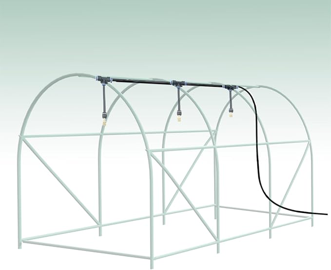 Greenhouse with Watering System, Outdoor Greenhouse with 6 Mesh Windows and 1 Door, Greenhouses with Drip Irrigation System for Plants, Seedlings, Flowers and Garden Raised Beds (10x10x7 FT)