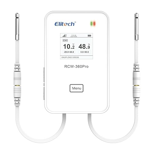 Elitech Temperature and Humidity Probe for RCW-360Pro, -40 to 176°F, 0~100% RH, 16.4ft Cable Auto-Detection Digital Sensor with Calibration Certificate for Medical Pharma Validation, HTD3X-THE-R-5M