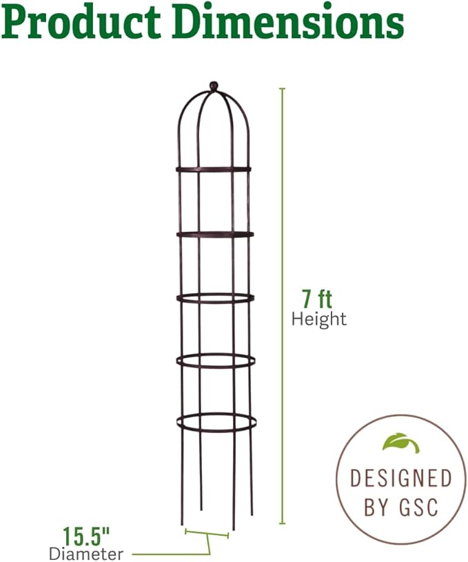 Gardener's Supply Company 7 Foot Tall Garden Obelisk | Sturdy Steel Jardin Trellis Support | for Climbing Plants, Vines, Clematis & Flowers - 15-1/2"D x 84" H