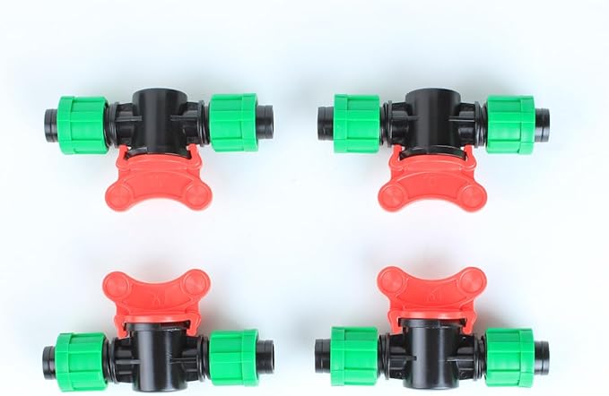 Drip Irrigation Shut Off Valve, In-Line Barbed Switch Valve Locking Fitting, Compatible with 1/2 inch Drip Tape Tubing Sprinkler System- 4 Pack
