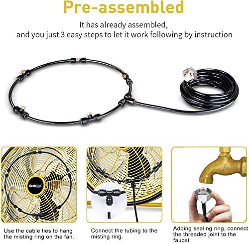 Outdoor Misting Fan Kit for a Cool Patio Breeze,Water Mister Spray for Cooling Outdoor,26FT (8M) Misting Line + 5 Brass Mist Nozzles + a Brass Adapter(3/4) Fit to Any Outdoor Fan