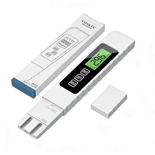 All-New 4 in 1 Digital TDS Meter - Water Tester for Drinking Water Digital, Accurate TDS/EC/Temp (°F/°C) Tester for RO/DI System, Aquariums, Tap Water & Hydroponics (0-9990ppm)