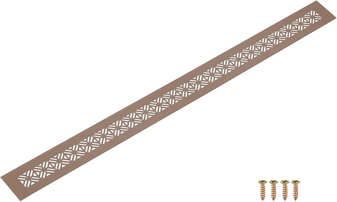 uxcell Aluminum Alloy Air Vents, 600 x 50mm / 23.6 x 2" Rectangle Louvered Ventilation Grille Cover with Mounting Screws for Door Cabinet Wardrobe, Brown