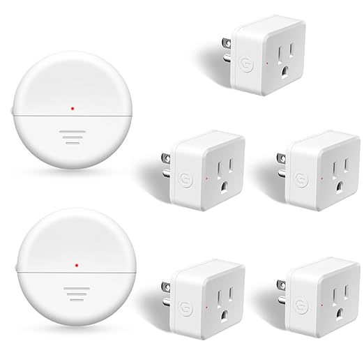 NineLeaf Wireless Motion Sensors Plug, PIR Sensor Outlet with Timer Setting to Auto Turn On/Off, Adjustable Detection Range, 15A/1500W Remote Control Plug for Christmas Lights, Fans(2Sensor 5Plugs)