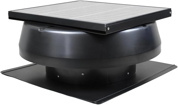 iLIVING HYBRID Ready Smart Thermostat Solar Roof Attic Exhaust Fan, 14", 40-Watt, 1150 CFM, Cools up to 2900 Sq.Ft. Coverage Area, Black