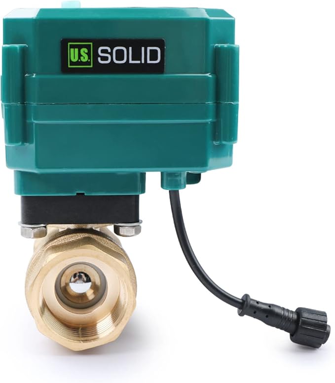 U.S. Solid 1" Smart Motorized Ball Valve - Remote App Mobile Control Brass Electrical Ball Valve with Manual Switch, 5V DC USB Connection