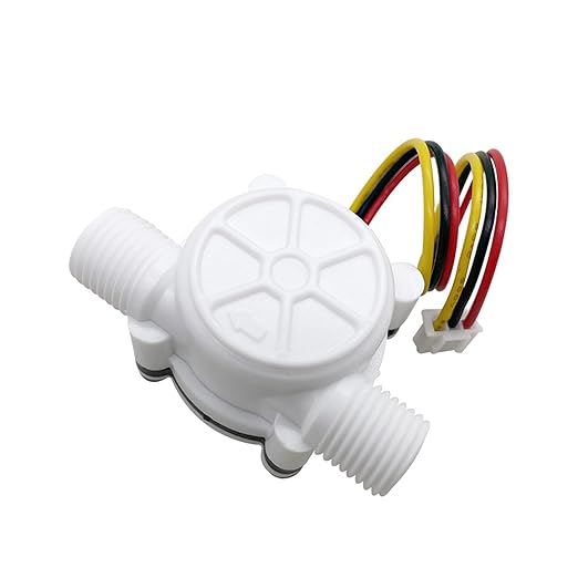 1/4" Water Flow Sensor Food-Grade Switch Hall Effect Flowmeter Fluid Meter Counter 0.3-6L/min (Pack of 2）