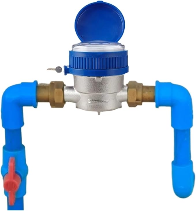 Male Thread Water Flow Sensor Smart Water Meter E-Type Digital Display Pointer Counter Water Meter Flow Measuring Instruments with Copper Fittings