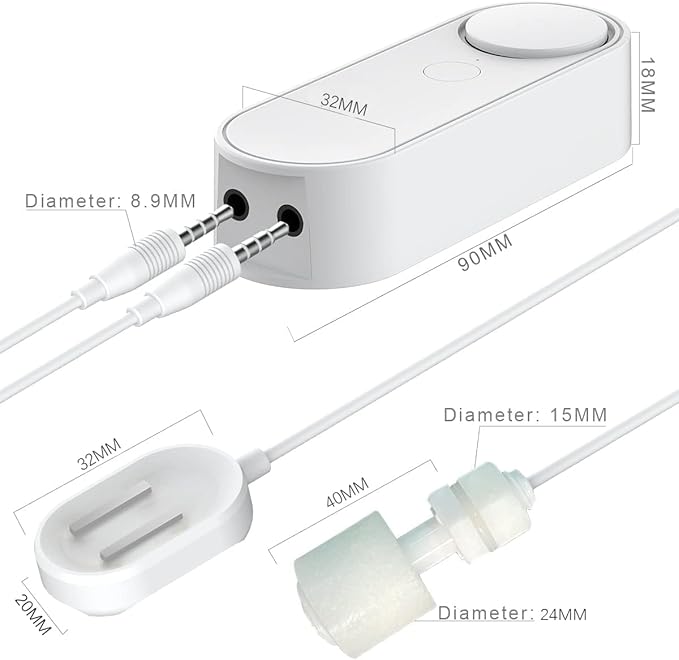 WiFi Water Leak / Water Level 2 in 1 Detector, Smart Water Sensor Alarms, Detached 16.4FT Dual Detection Line, Left and Right Dual Alarms, Remote App Monitoring, Dual Alerts, AAA Battery Powered