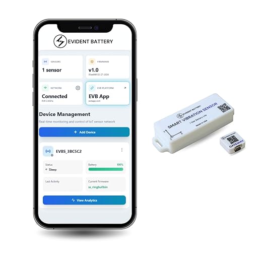 EVB WiFi Monitoring Sensor | AI Learning Equipment Impact Event & Runtime Monitor | Learn Mode | 2.4GHz Wi-Fi & 1 Month Portal Access | Equipment, EV & R&D Monitoring