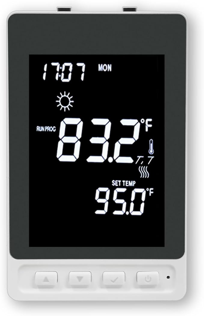 Programmable Thermostat for Electric Floor Heating, Digital Thermostat for House, 120/240V 16A, Dual Mode, Built-in GFCI, Includes 10K NTC Sensor