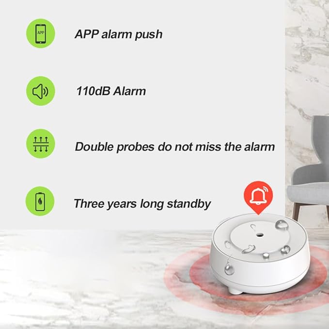 WiFi Water Leak Detector 3 Pack, Smart Water Alarm with Leaks & Drips Detector, Smart Home Kit with Expandable Other Smart Sensors for Kitchen/Bathroom/Sink/Laundry/Flood, Adjustable Alarm & App Alert
