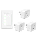 NineLeaf Wireless Remote Control Outlet Plug Kit, 3 Square Plug-in Light Outlets with 1 Switch,15A/1500W, No Wiring, 500ft RF, Light Switch for Lamps Household Appliances