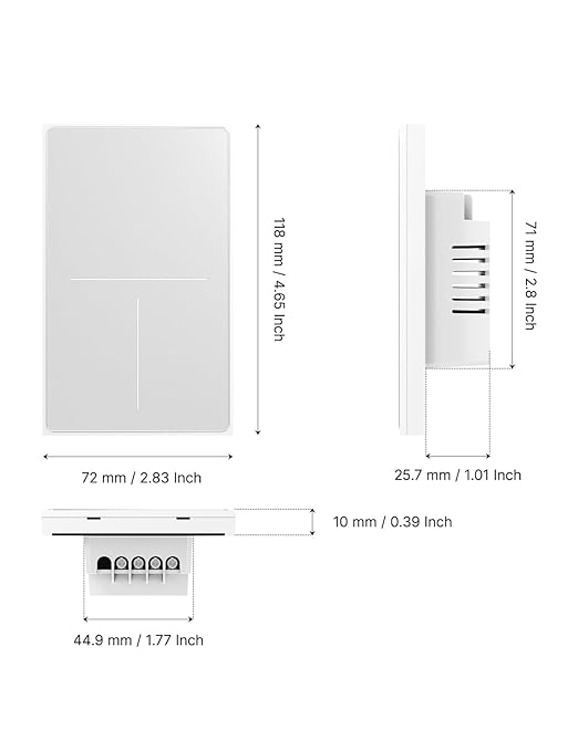 MOES Full Touch Smart Switch, SF(Star Feather 2026 Version) Wall Light Switch, Neutral Wire Required, Anti-Glare Panel, 2.4GHz WiFi Work with Smart Life/Tuya App, Alexa and Google Home White 3 Gang