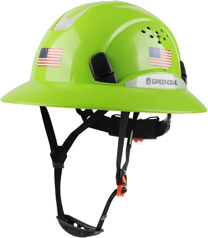 Full Brim Hard Hat Vented Construction Safety Helmet OSHA Approved Cascos De Construccion Work Hardhats with Cooling Towel for Men&Women 6 Point Adjustable Ratchet Suspension