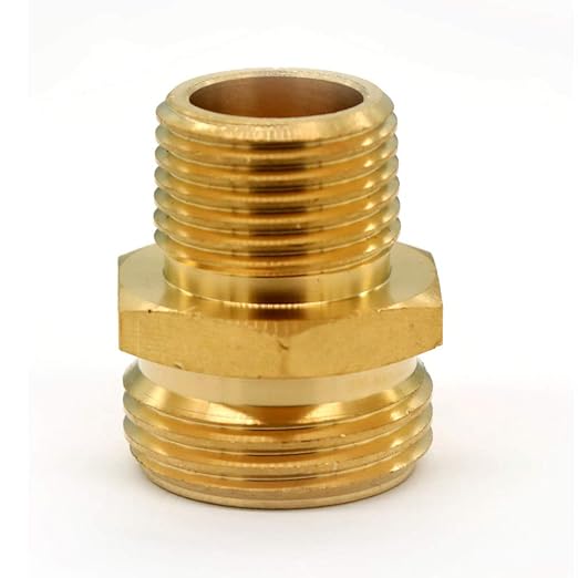 3/4” GHT Male x 1/2” NPT Male Connector, Brass Garden Hose Fitting, Adapter, Industrial Metal Brass Garden Hose to Pipe Fittings Connect (2 Pack)