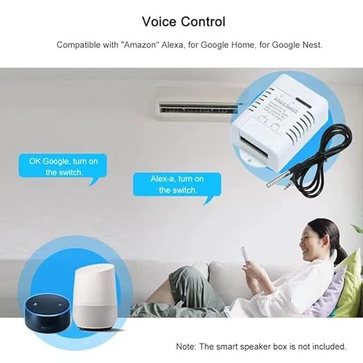 WiFi Smart Waterproof Temperature Controller Sensor Module, Tuya app Wireless Remote 16A Smart Switch with Energy Consumption Monitoring, Compatible with Alexa Google Home