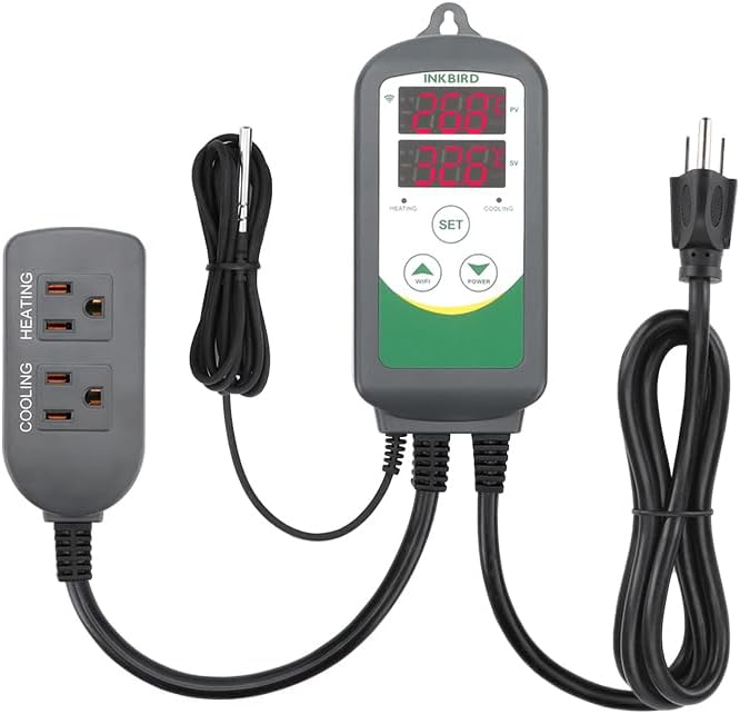 INKBIRD 2025 Updated WiFi Temperature Controller, Digital Thermostat with App Remote Control for Reptiles, Home Brewing, Fermentation, Breeding, Incubation and Greenhouse, Max 1100W (110V)