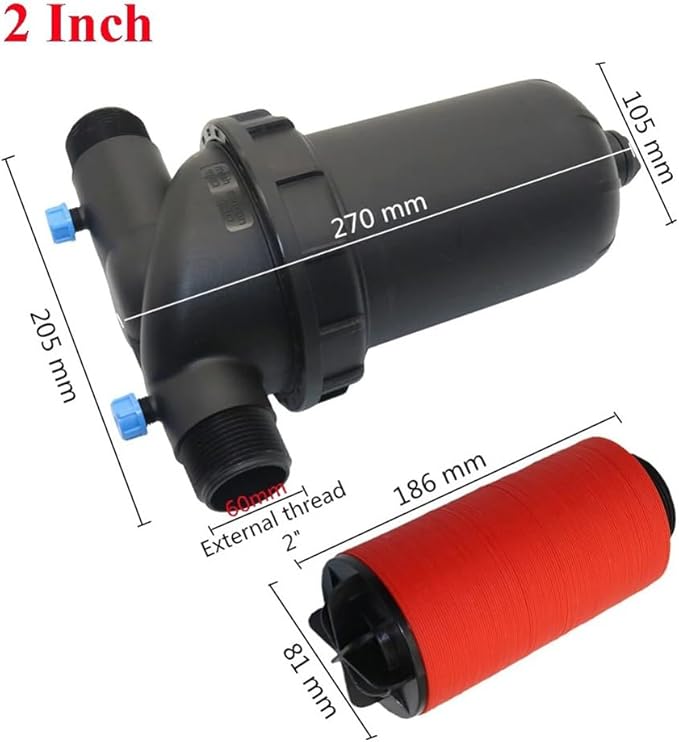 Water Filter, 120 Mesh Disc Garden Irrigation System Strainer 1.25" 1.5" 2" Male Thread Hose Pipe Water Pump Filtering Impurities(2 inch)