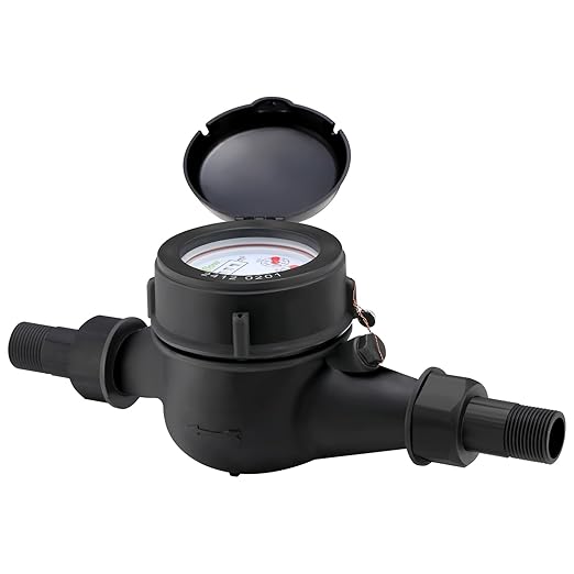 Watflow DN20 Water Meter 3/4" NPT, ISO4064 Certification Cubic Water Flow Meter, Cold Water Meter with PVC for Garden or Home, Single-Jet Horizontal Install.