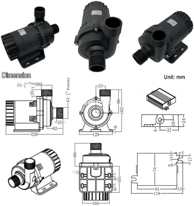 SHYSKY High Power Heavy Duty 24V 200W Brushless DC Water Pump DC85E-24100S, 10m 32ft Lift, 13500LPH 3566GPH Flow Rate, Low Noise, With DRY RUN Protection, For Cooling Circulation Pressure Sys
