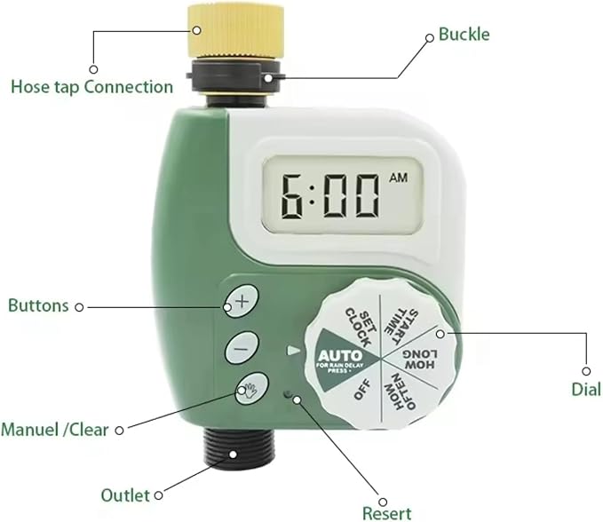 Outdoor Garden Irrigation Controller Timer Metal Head Automatic Watering Device Irrigation Timer