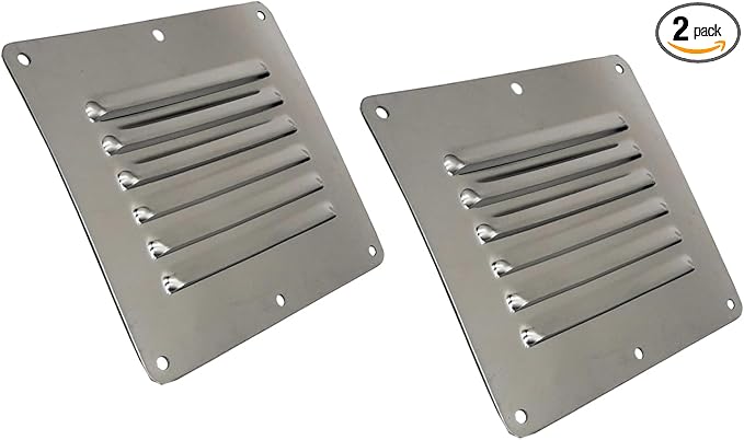 Boat Cabin Vents Louver Grill Cover Ventilation Louver 4-1/2" X 5" 316 Stainless Steel Stamped Air Venting Panel Cover 2 Pack