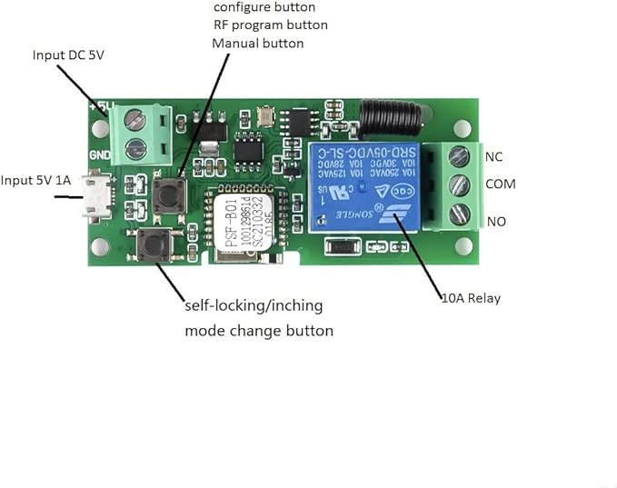 WiFi Wireless Smart Switch Relay Module for Smart Home 5V 5V/12V，Ba Applied to Access Control, Turn on PC, Garage Door (5v)