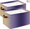 Purple Yellow Ombre Storage Bins Cubes Waterproof Cloth Storage Basket, Farmhouse Modern Gradient Art Foldable Storage Bags for Shelf Closet Clothes Storages Organizers with Handles 15x11x9.5 in 2PCS