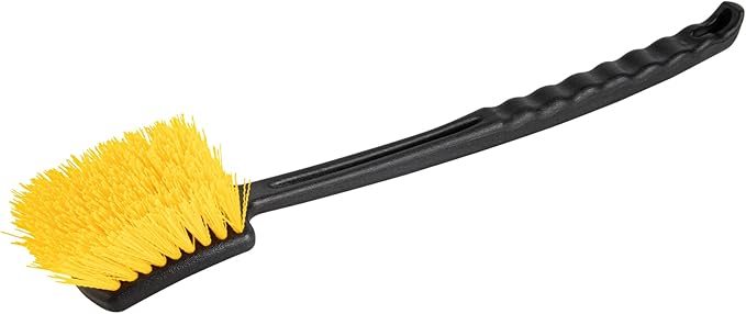 Restaurantware Scrub Brush 4 Count of 20 Inch Long Handled Scrubbing Brush, Ergonomic Design, Stiff Yellow Plastic Bristles, for Commercial Kitchen, Restaurant Or Home