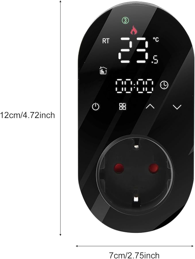 Luocute Smart WiFi Plug in Thermostat APP Remote Voice Control Energy Saving Mode Compatible with Electric Heating Equipment for Home Greenhouse Reptile Enclosure (Black)