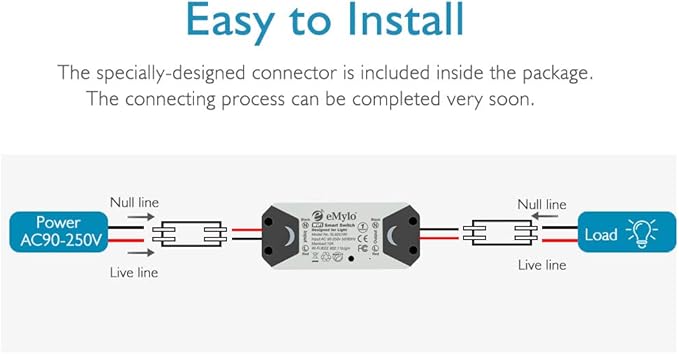 Yasorn WiFi Smart Switch eMylo Wireless Relay Light Switch Tuya Remote Control Module 2.4Ghz WiFi Home Automation Timer Switch Compatible with Alexa Echo Google Home 4 Pack
