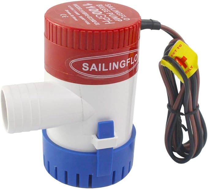 12V Bilge Pump-1100 GPH,1-1/8“(29mm) Outlet,Non-Automatic Submersible Marine Water Pump for Boat, Rvs,Pond
