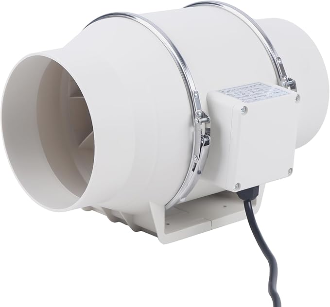 317CFM 6 Inch Inline Duct Fan Tube Ventilation Fan White Silent Waterproof Vent Exhaust Blower Air Circulation Duct Fan for Kitchen Bathroom Toilet Grow Tent Greenhouses (6inch/White)