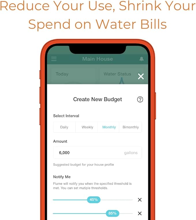 Flume 2 Smart Home Water Monitor & Leak Detector – WiFi Connected, Real-Time Usage Tracking & Alerts – Works with Compatible Residential Water Meters