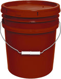 MKS Plastics 5-Gallon Bucket with Airtight Lid – Made in USA, Food Grade BPA Free Plastic, Heavy Duty Multi-Use, Metal Handle with Grip, Stackable Storage – Burgundy, 1 Pack