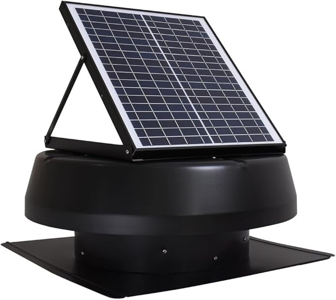 iLIVING HYBRID Ready Smart Thermostat Solar Roof Attic Exhaust Fan, 14", 40-Watt, 1150 CFM, Cools up to 2900 Sq.Ft. Coverage Area, Black