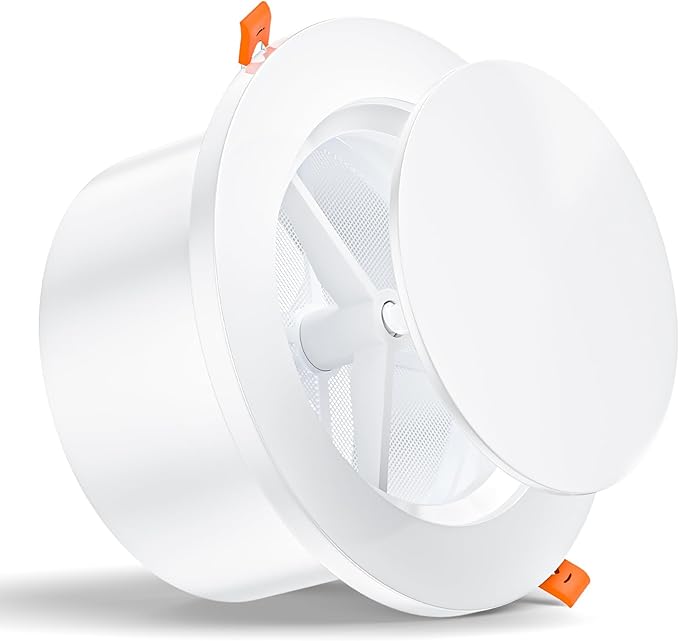 [Upgraded] HG Power 4 Inch Vent with Adjustable Panel & Removable Mesh Screen – ABS Ceiling Diffuser with Lock-Clip Design for HVAC, Bathroom, Kitchen, Wall and Duct Air Vents, White