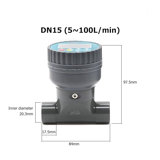 RS485 Digital Display Flow Meter High Precision Smart Electronic Flowmeter UPVC Water Sensor for Farm Garden Irrigation Low Repeatability, High Sensitivity(DN20)