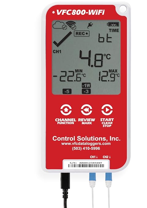 Control Solutions VFC800 Temperature Data Logger (VFC800-WiFi 10Ft Kit)