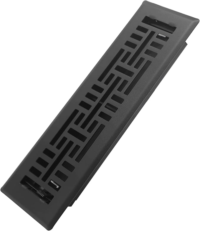 Howeall 2x10 Inches Heavy Duty Walkable Floor Register Easy Adjust Air Supply Lever Floor Vents - Seattle Design - Vent Cover for Home Floor - Matte Black