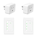 NineLeaf Remote Plug in On Off Switch Kit, Square Outlet Plug with Remote, Wireless Wall Mounted Light Switch, 15A/1500W, 500ft, TUV Listed, No Wiring Needed, for Lamps, Fans,2 Switches 2 Outlets