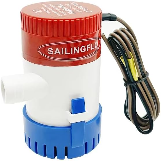 12V Bilge Pumps for Boats-750 GPH 3/4"(19mm) Outlet Non-Automatic Bilge Water Pump,Submersible Boat Accessories,Electric Marine Waterproof Reset (Red, 750 GPH)