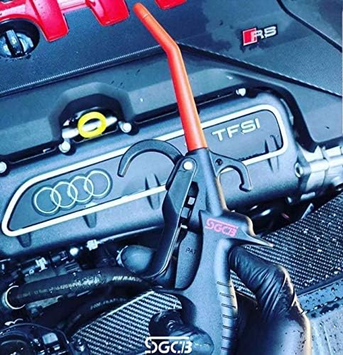 SGCB Pro Air Pressure Blow Gun, 230 Max PSI High Power Air Nozzle Blow Gun Adjustable Air Flow Trigger Angle Ben Jet Nozzle Rubber Tip 1/4" Air Inlet Adapt to Air Compressor for Car Clean Care Detail